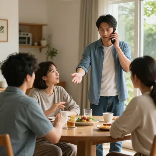 我告辞了一下，到外面接电话。