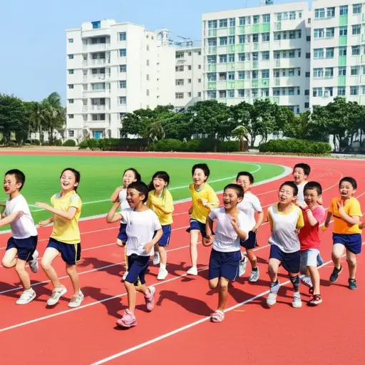 孩子们在操场上大声喊叫。