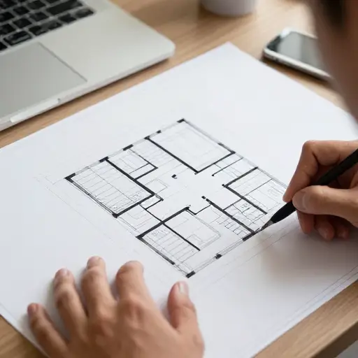 建筑师将建筑的平面图设计成一系列相互连接的矩形。