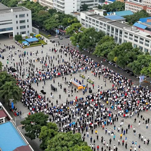 人们在广场上举行了一场大型集会，要求对气候变化采取行动。