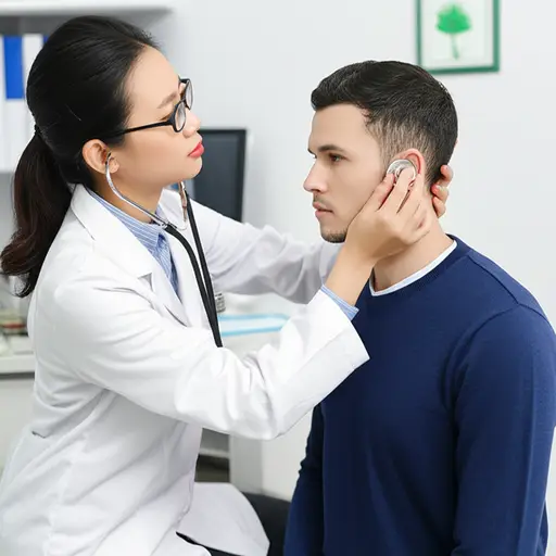 医生检查了他的头部，确保没有受伤。