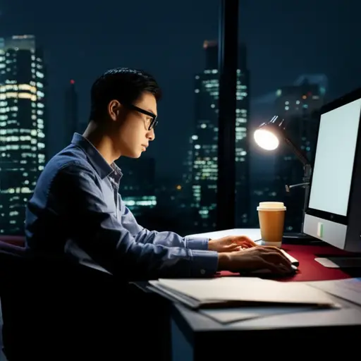 强烈的责任感驱使他加班完成这个项目。
