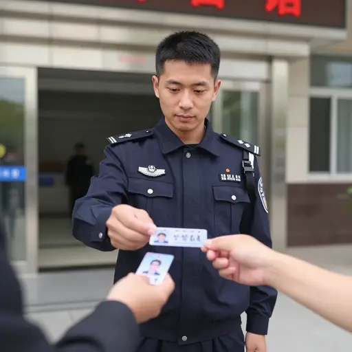 警卫在门口检查每个人的身份证。