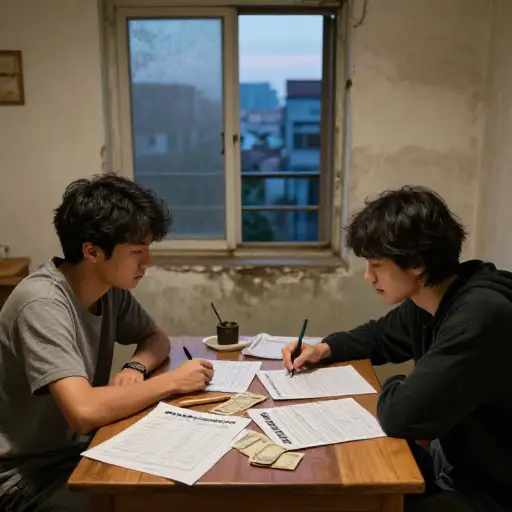 他们在那里度过了两年，靠从几份兼职工作中赚取的微薄薪水生活。