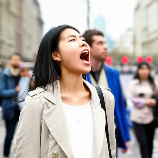 她突然在街上对着空气大喊大叫，人们都以为她疯了。