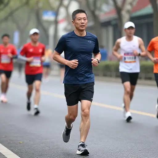 尽管他已经五十多岁了，但他经常跑马拉松。