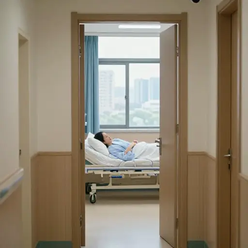 她在四楼的一个病房里。