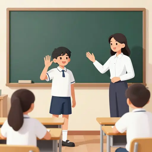 请向你的新同学打招呼。