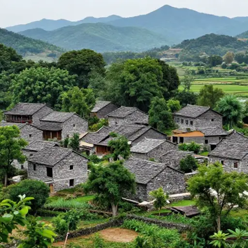 这个村庄仍然保持着未受破坏的美丽，与一个世纪前相差无几。