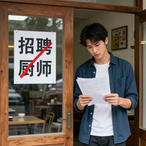他申请了厨师的工作，但被拒绝了。