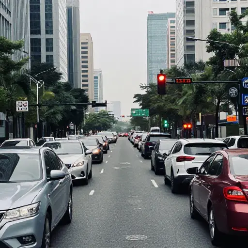 早高峰通勤经常导致市中心交通堵塞。