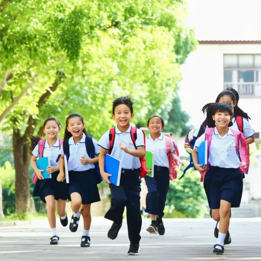 孩子们放学后兴冲冲地跑回家。