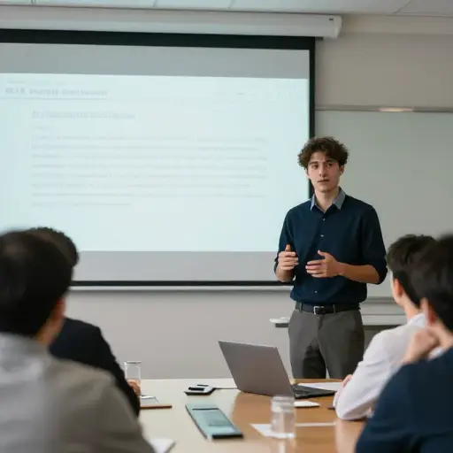他的演示技巧足够，但表达方式还有改进的余地。