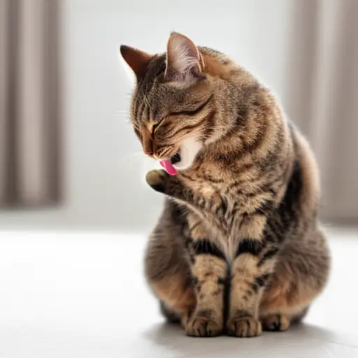这只猫正在梳理它的毛发。