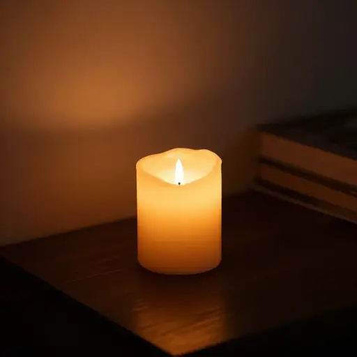 黑暗中，蜡烛柔和的光晕带来了一种舒适与安宁的感觉。