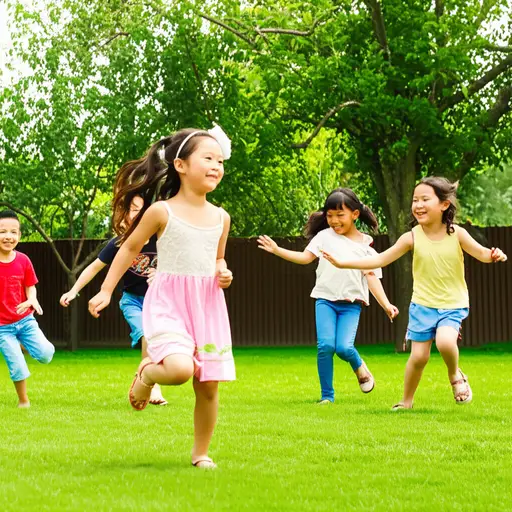 孩子们在后院嬉戏玩耍。