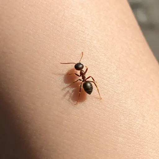 有只蚂蚁在你腿上爬。