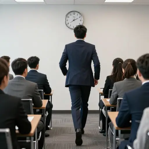 他开会总是迟到。