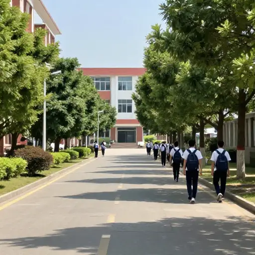 到学校只有一小段路。