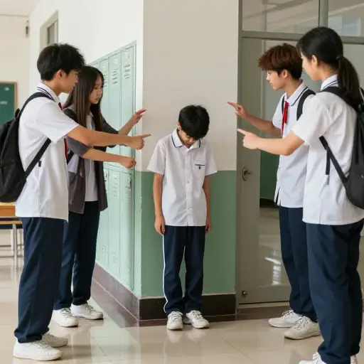他性格太软弱，不敢反抗学校里的恶霸。
