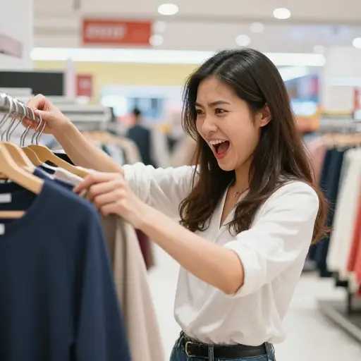 她冲动地购买衣服。