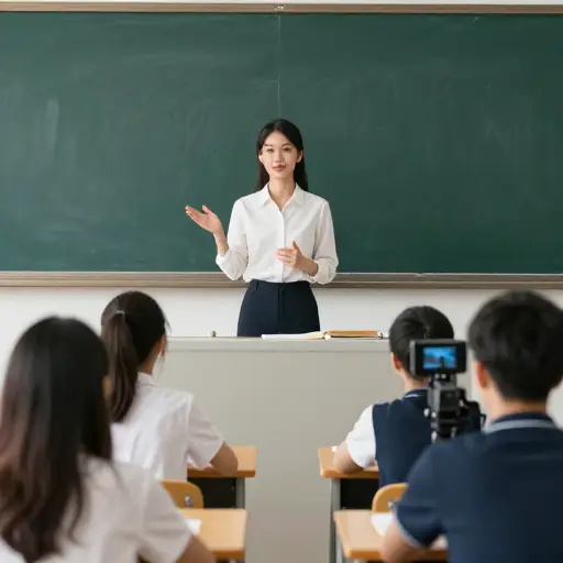 最初是老师，她后来改变了方向，进入了新闻领域。