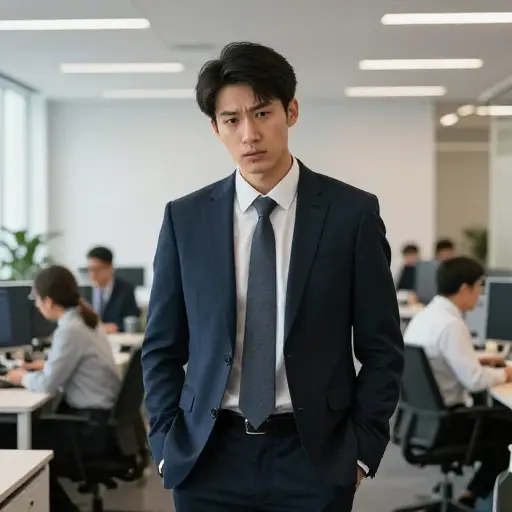 这是他上班的第一天，他看起来有点不知所措。