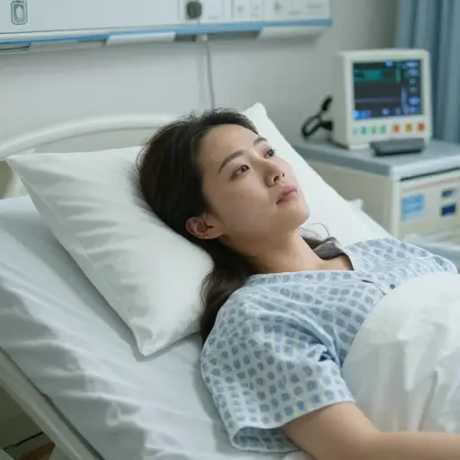 麻醉效果消退后，她在病房里慢慢苏醒过来。