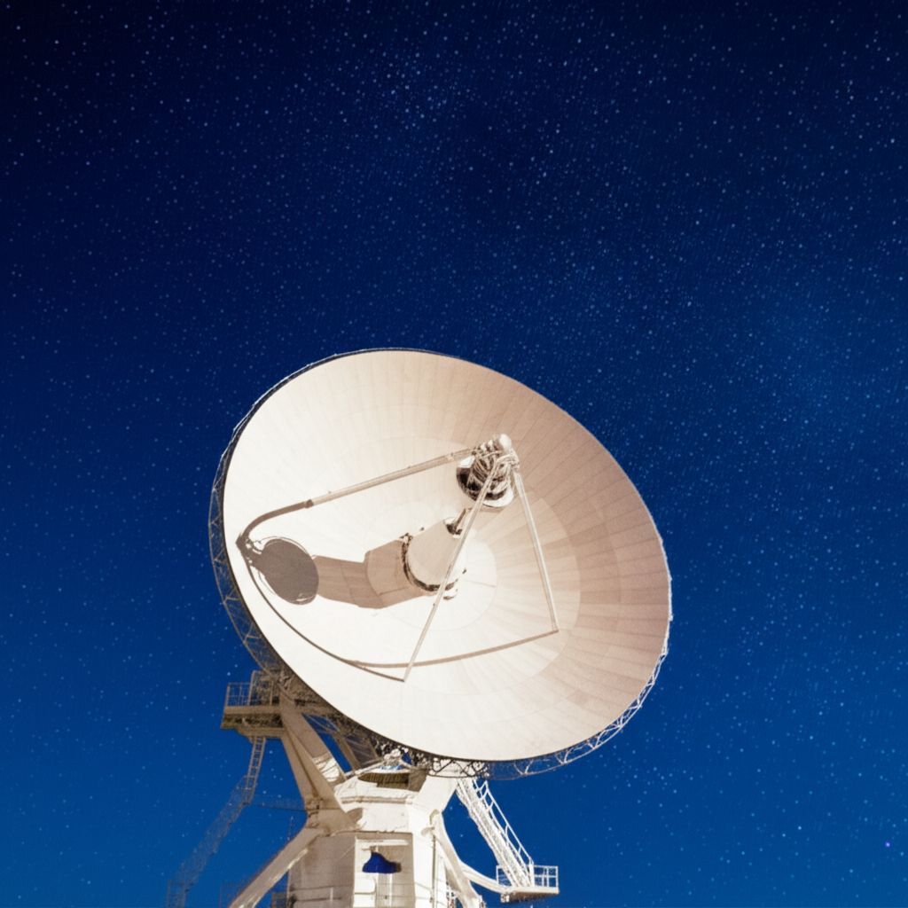 巨大的卫星天线接收着来自宇宙的信号。