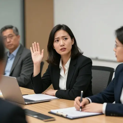 她在会议上只是偶尔发言。