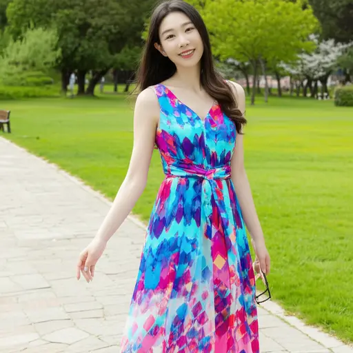 她有一件漂亮的裙子。