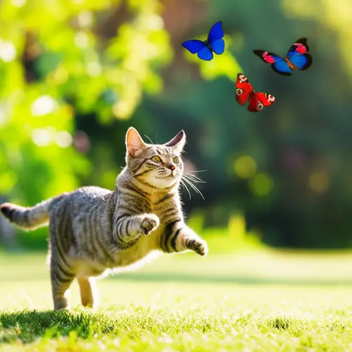 猫喜欢追蝴蝶。