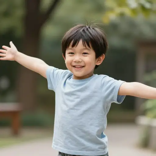 我的侄子是个深情的孩子，喜欢拥抱。