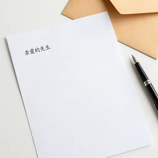 信的开头通常会有尊敬的称呼，比如"亲爱的先生"。