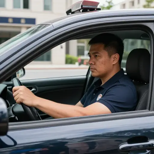 他开车去警察总部报告事件。