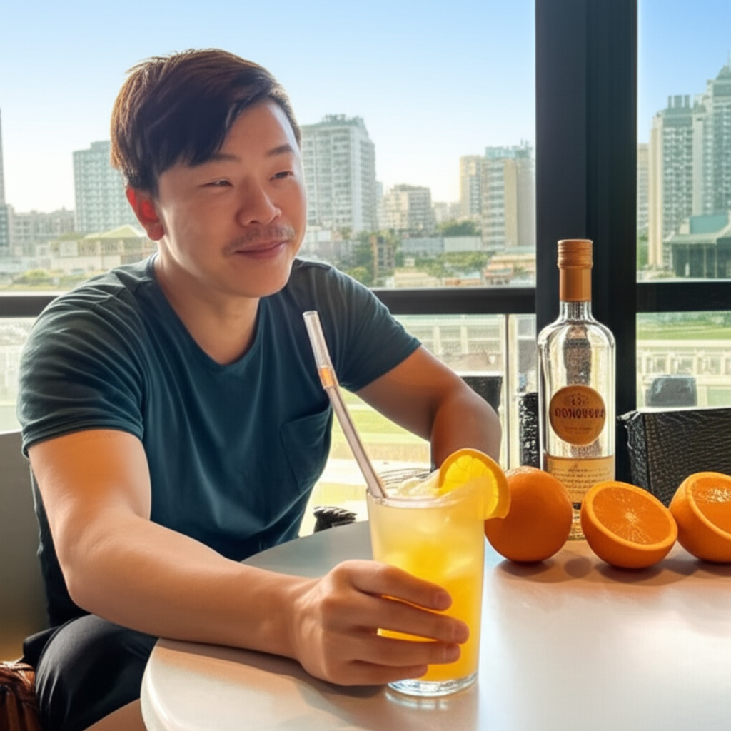 他喜欢在周末早午餐时喝一杯螺丝刀鸡尾酒。
