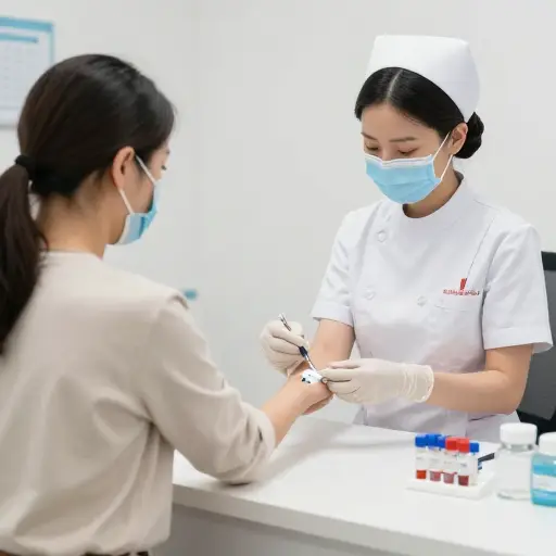 她昨天做了一个血液测试以检查她的健康状况。