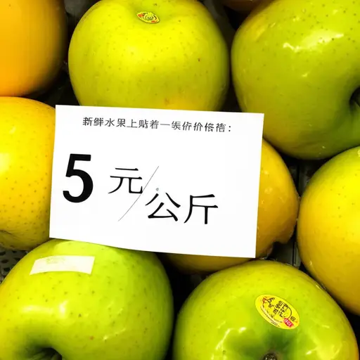 水果上的价格标签显示每公斤5元。