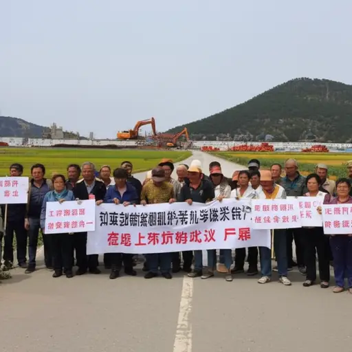 村民们反对在这个地区建造化工厂。