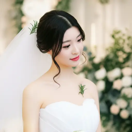 她在婚礼上佩戴迷迭香，象征对逝去亲人的怀念。