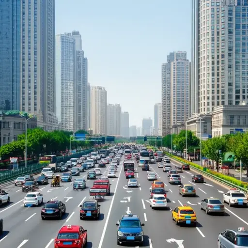 路上有很多车。