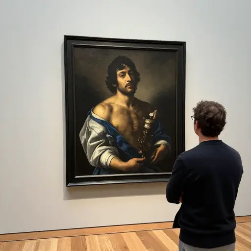 我在画廊看到了一幅卡拉瓦乔的美丽画作。