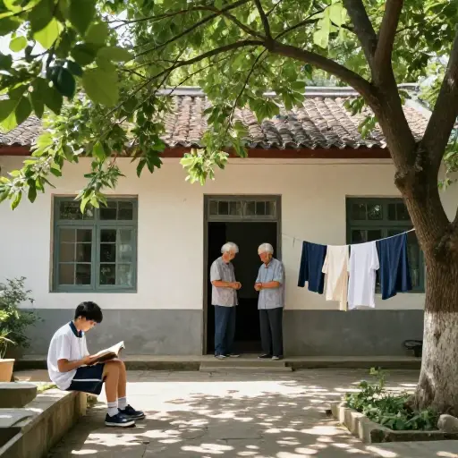 今年暑假我一直住在爷爷奶奶家。