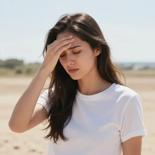 在太阳下站了几个小时后，她开始感到头晕眼花。