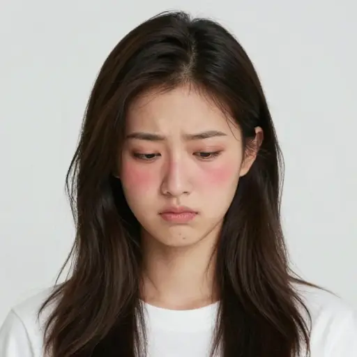 她尴尬得脸红了。