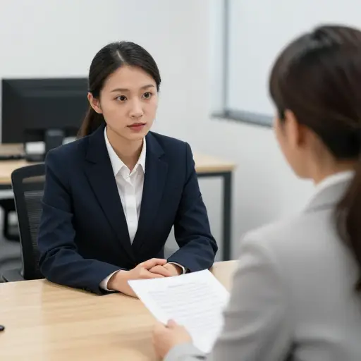 在面试时，尽量直接回答问题并看着面试官的眼睛。
