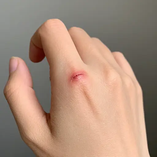 她手指上的伤口开始愈合了。