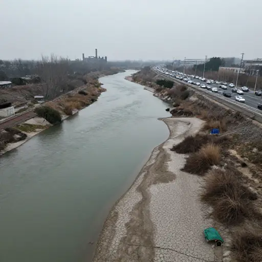 数百万车辆在一条死河旁的高速公路上行驶，那里几十年前曾生机勃勃。