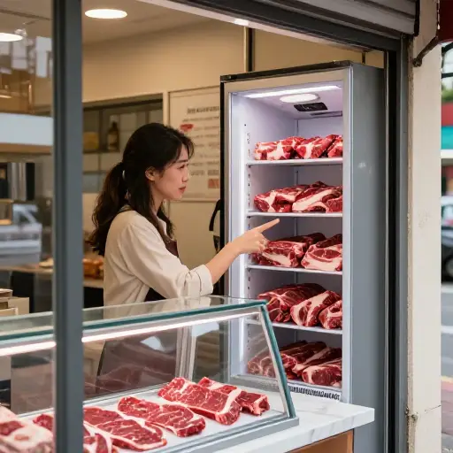 我经常去街角的那家肉店买新鲜的牛肉。