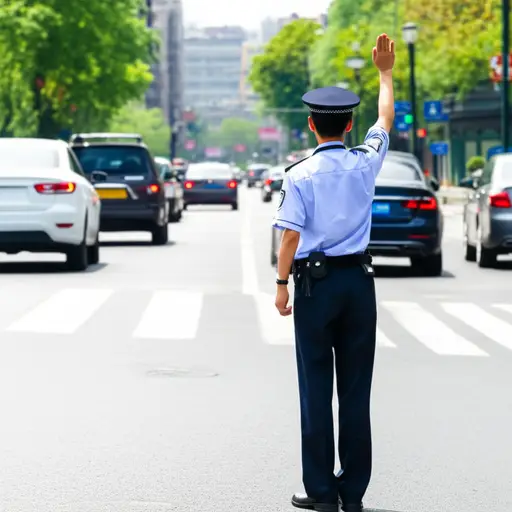 那位警官正在指挥交通。